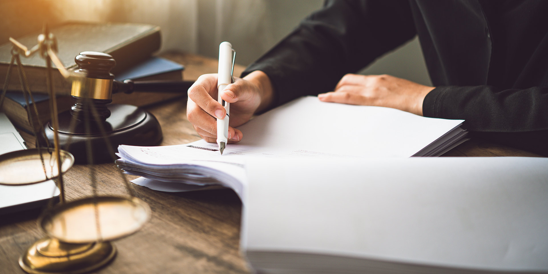law theme, mallet of the judge, law enforcement officers, evidence-based cases, and documents taken into account.