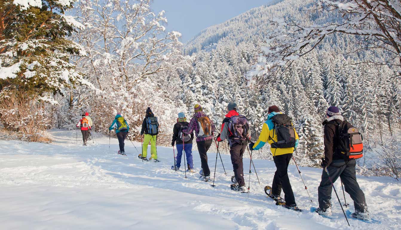 Eine Gruppentour mit Schneeschuhen