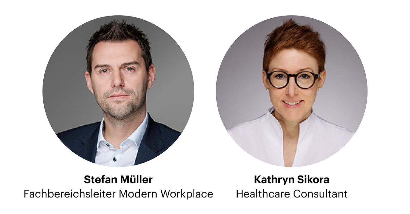 Stefan Müller Fachbereichsleiter Modern Workplace und Kathryn Sikora Healthcare Consultant