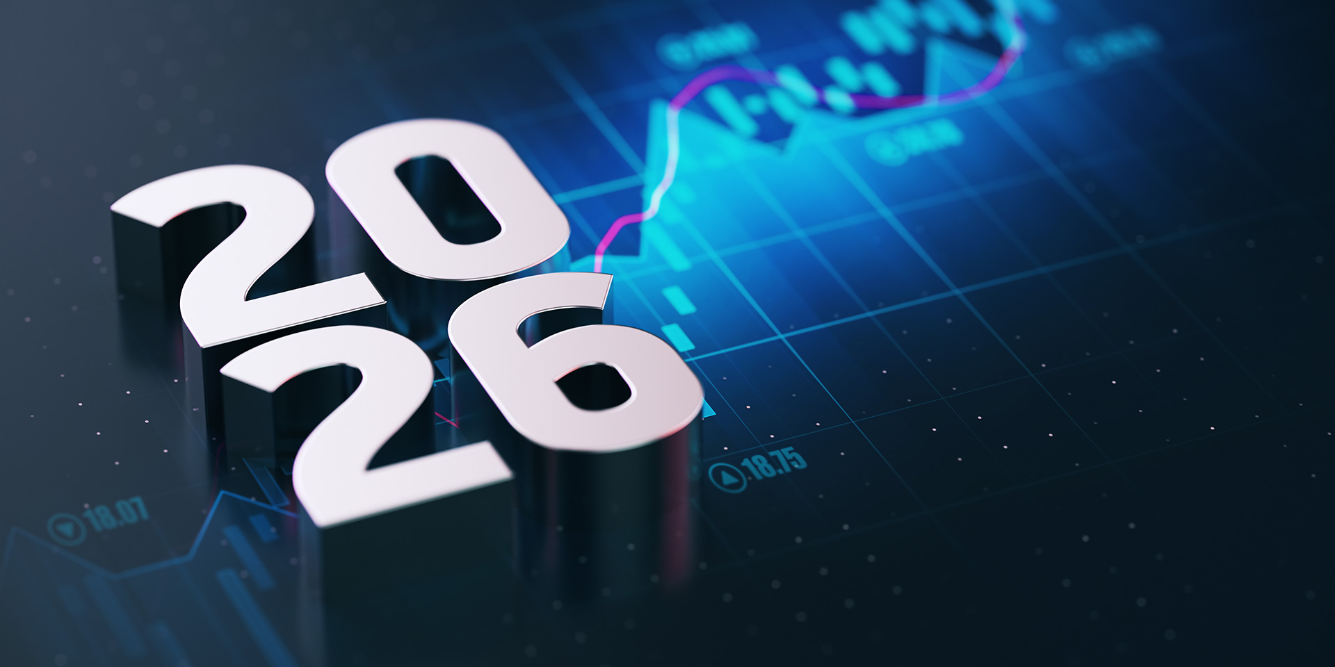 metallic 2026 written over financial chart backgro