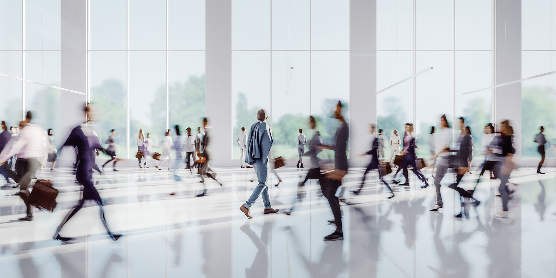 businessman walking in crowds of people. 3d generated image.